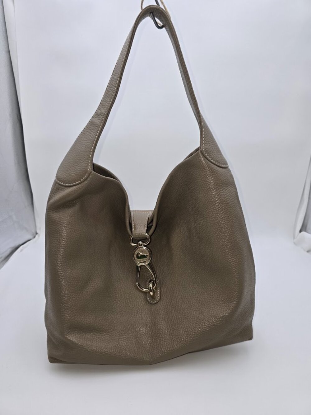 Dooney & Bourke Taupe Pebbled Leather Hobo Shoulder Bag Lock Sac - Picture 2 of 14